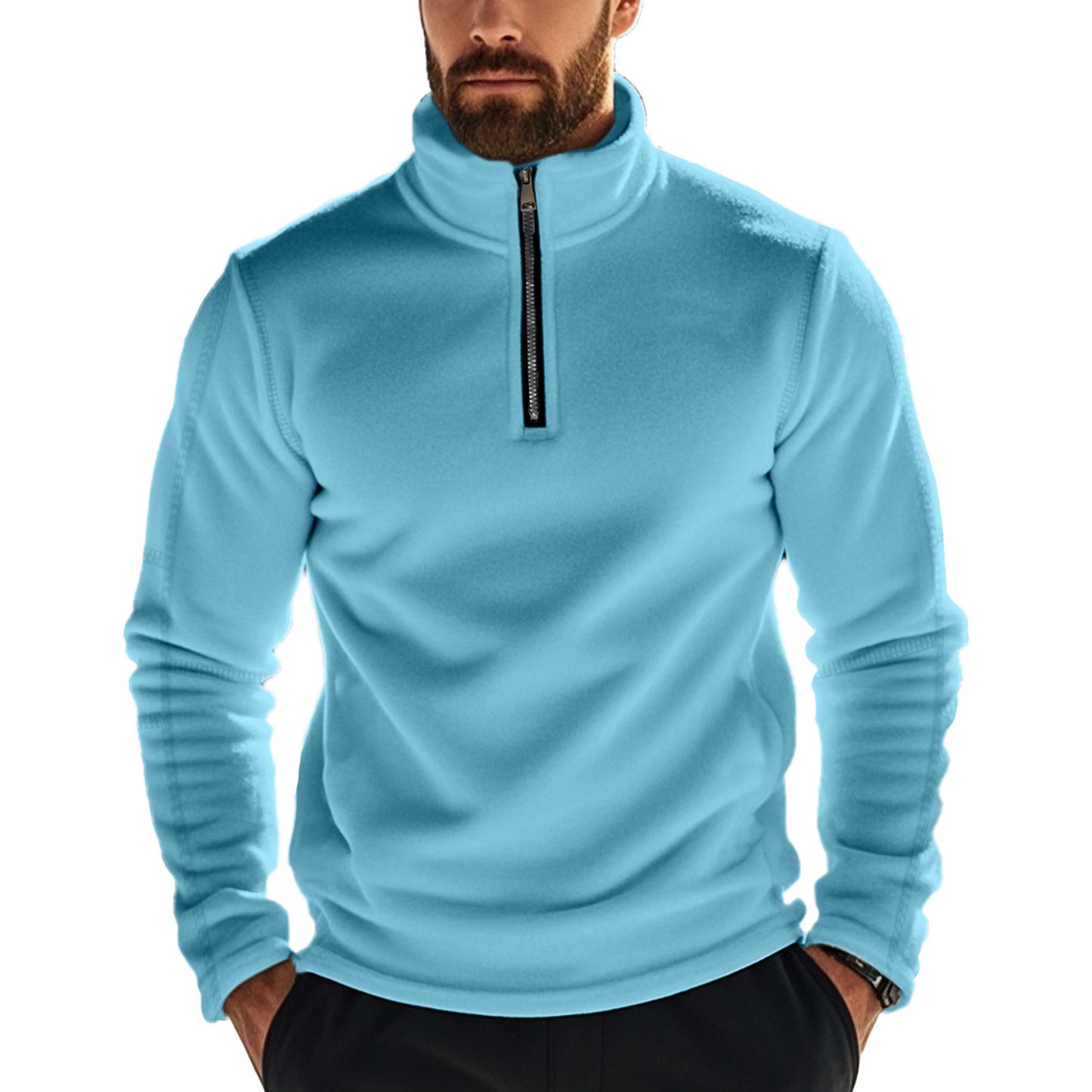 Homme pull en fleece à col haut et ouverture zip pratique Chic und Stil