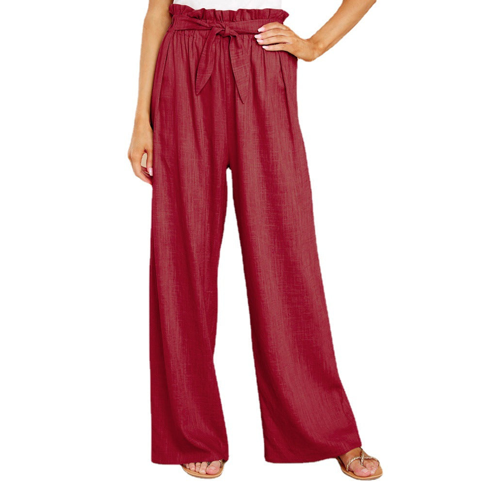 High-waisted linen pants for women with a tie belt Chic and Style