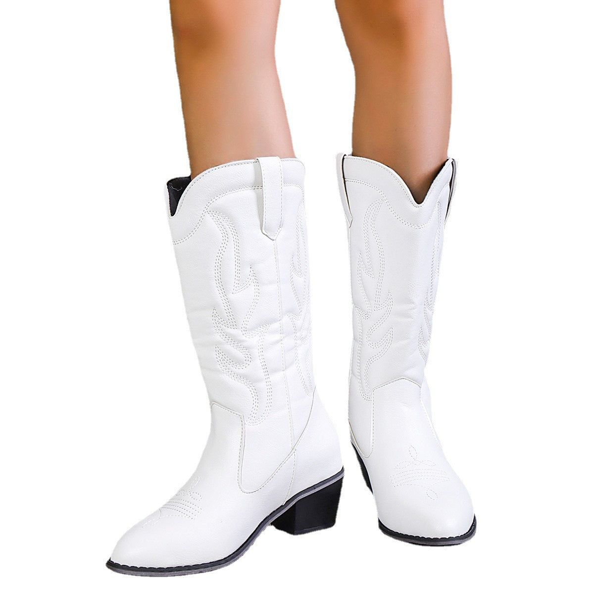 Bottes de cowboy pour femmes avec décorations à la mode et talon blocs Chic und Stil