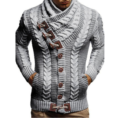 Men's knitted jacket with large collar and twisted pattern Chic and Style