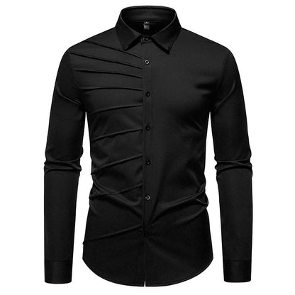 Chemise à manches longues pour homme avec design côtelé à la mode Chic und Stil