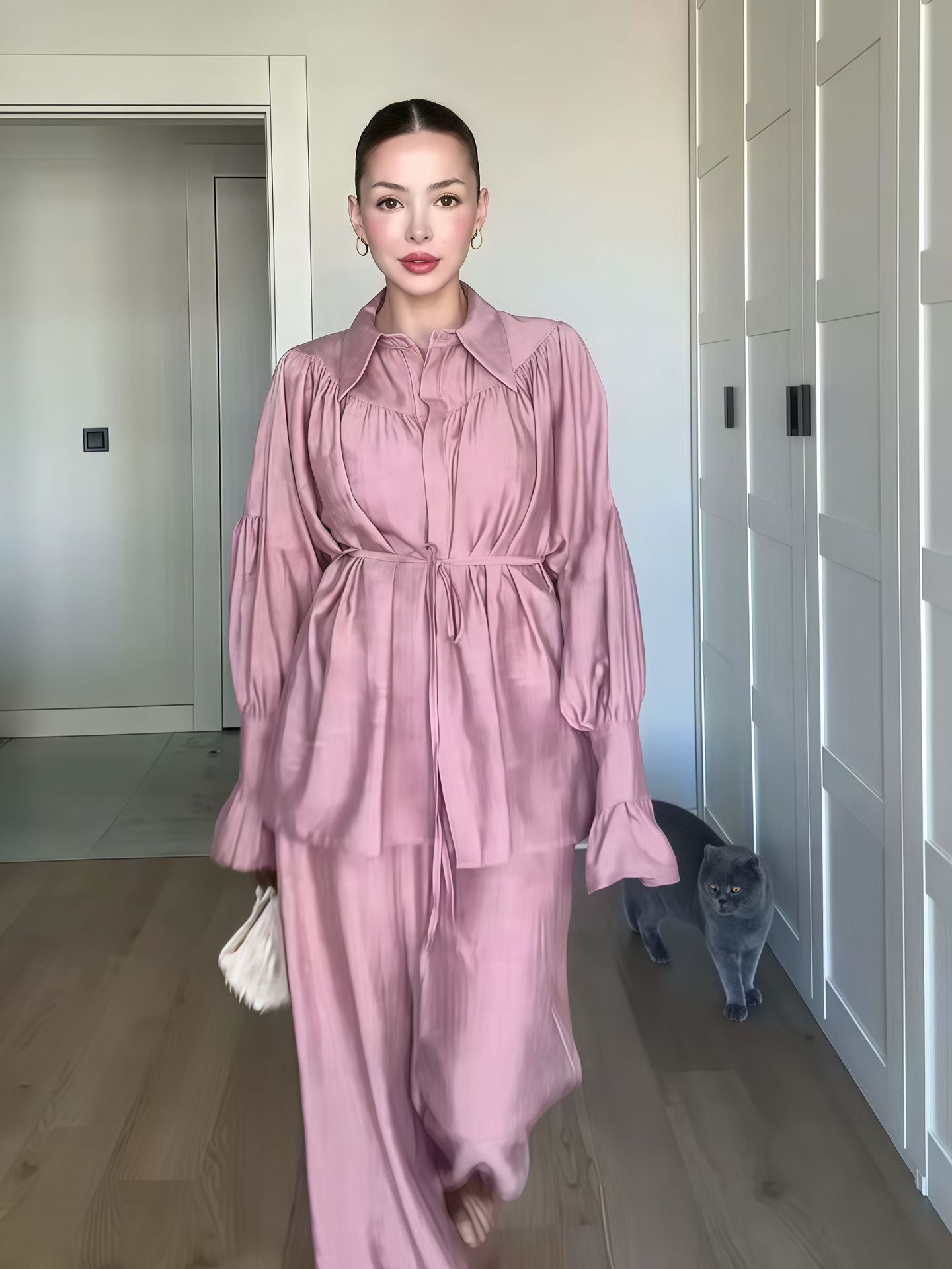 Dames Chic Blouse et Pantalon Large au Look Élégant Chic und Stil