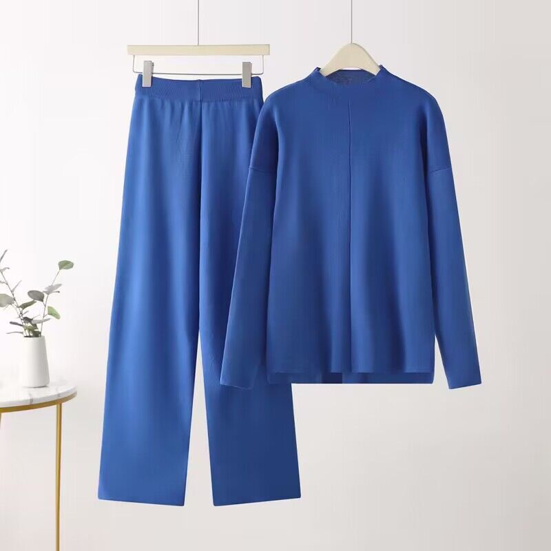 Dames ensemble élégant composé de haut à manches longues et de pantalons palazzo Chic und Stil