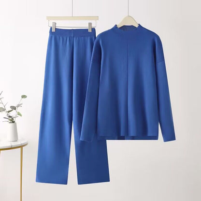 Dames ensemble élégant composé de haut à manches longues et de pantalons palazzo Chic und Stil