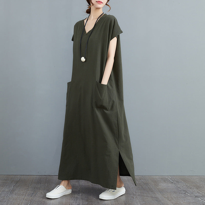 Dames grande taille poche maxi robe Chic und Stil