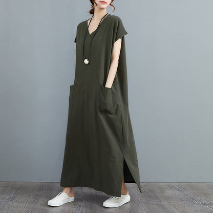 Dames grande taille poche maxi robe Chic und Stil