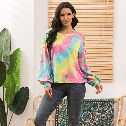 Pull à capuche décontracté pour femmes avec un motif tie-dye à la mode Chic und Stil
