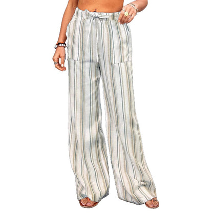 Wide linen pants for women with elastic waistband and side pockets Chic and Style