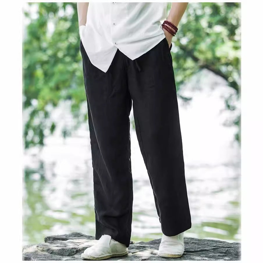 Casual linen pants for men with elastic waist and practical side pockets Chic and Style