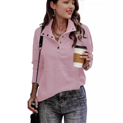 Pull sportif pour femmes de style vintage avec col montant et boutons pression Chic und Stil