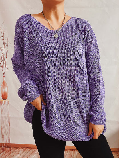 Pull femme décontracté à col V avec motif tricoté texturé Chic und Stil