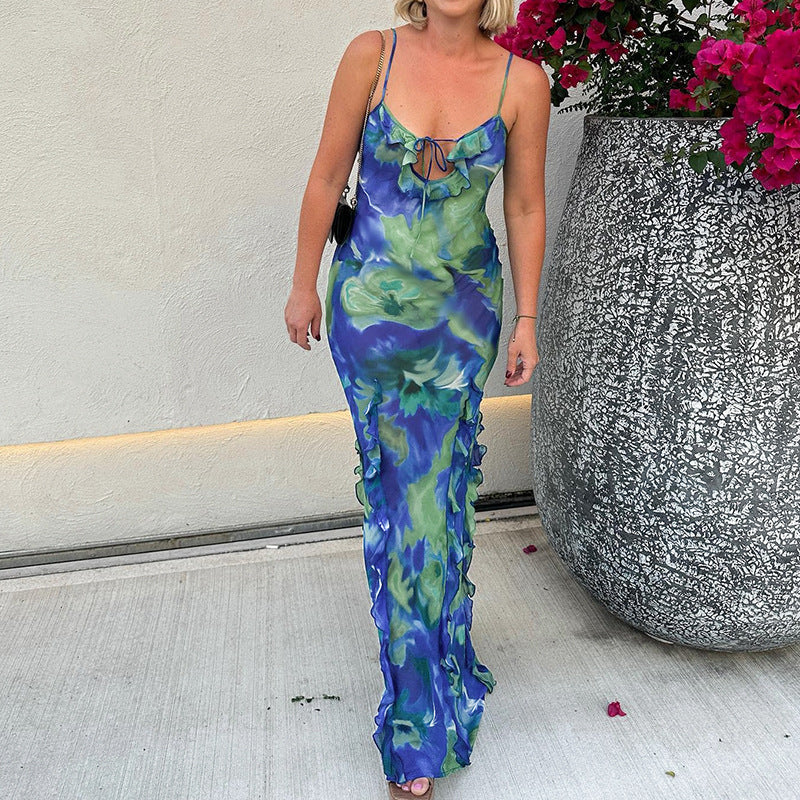 Robe Maxi Volante Femme Plage Chic und Stil