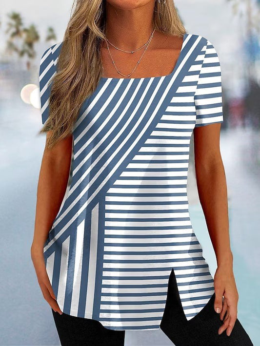 Tunique femme avec un motif de rayures diagonales moderne et des détails d'ouverture élégants Chic und Stil