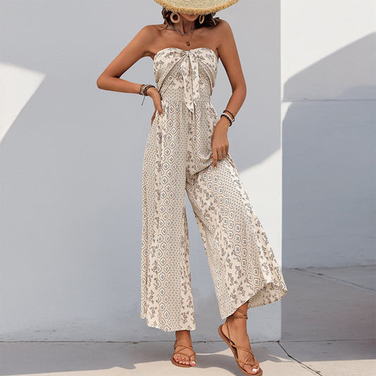 Robe maxi sans manches bohème pour femme avec ceinture élégante nouée Chic und Stil