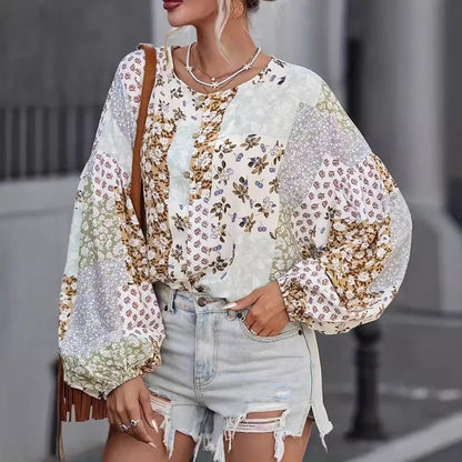 Chemisier femme avec un design patchwork unique Chic und Stil