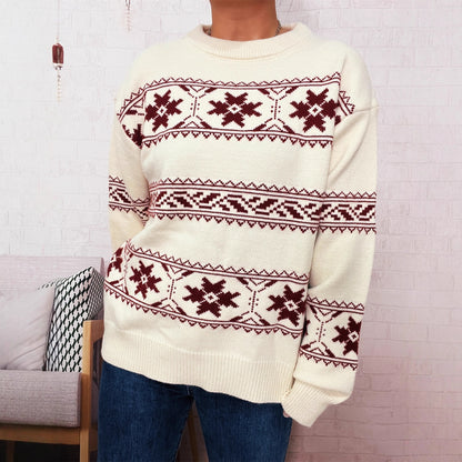 Pullover d'hiver pour femmes avec un motif de neige festif et un tricot doux Chic und Stil