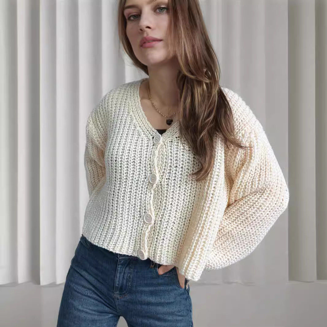 Dames gilet en grosse maille avec des détails de boutons tendance et une coupe décontractée Chic und Stil