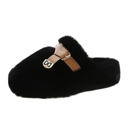 Chaussons en peluche pour femmes avec boucle élégante Chic und Stil