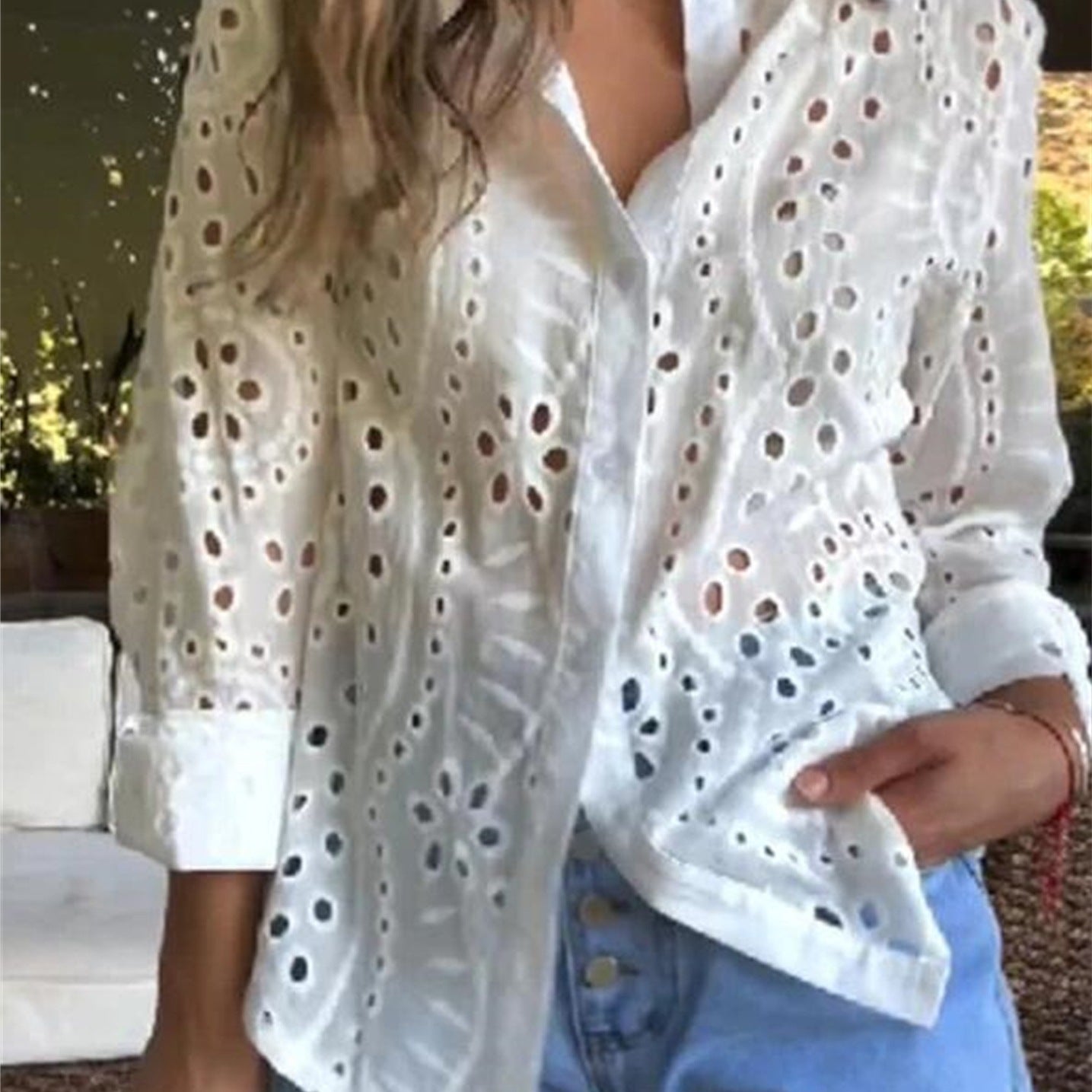 Blouse pour femmes avec broderie ajourée aérienne Chic und Stil