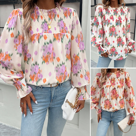 Blouse aérienne pour femmes avec motif floral et fronces Chic und Stil