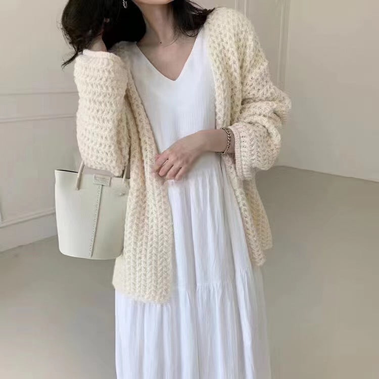 Dames Gros Tricot Cardigan Chic und Stil