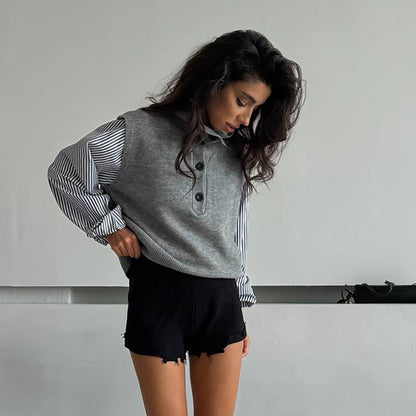 Pull en tricot pour femmes avec col haut et détails de boutons Chic und Stil
