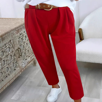 Elegant high-waisted pants for women with decorative pleats and practical pockets Chic and Style