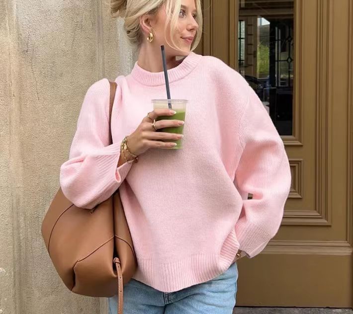 Pull en grosse maille pour femmes avec des manches larges et un col rond Chic und Stil
