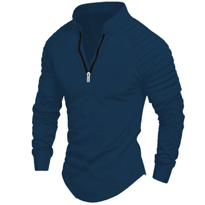 Chemise de sport à manches longues pour homme avec col montant et fermeture éclair Chic und Stil