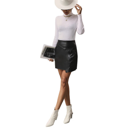 Robe mini femme en simili cuir de haute qualité avec ourlet asymétrique Chic und Stil