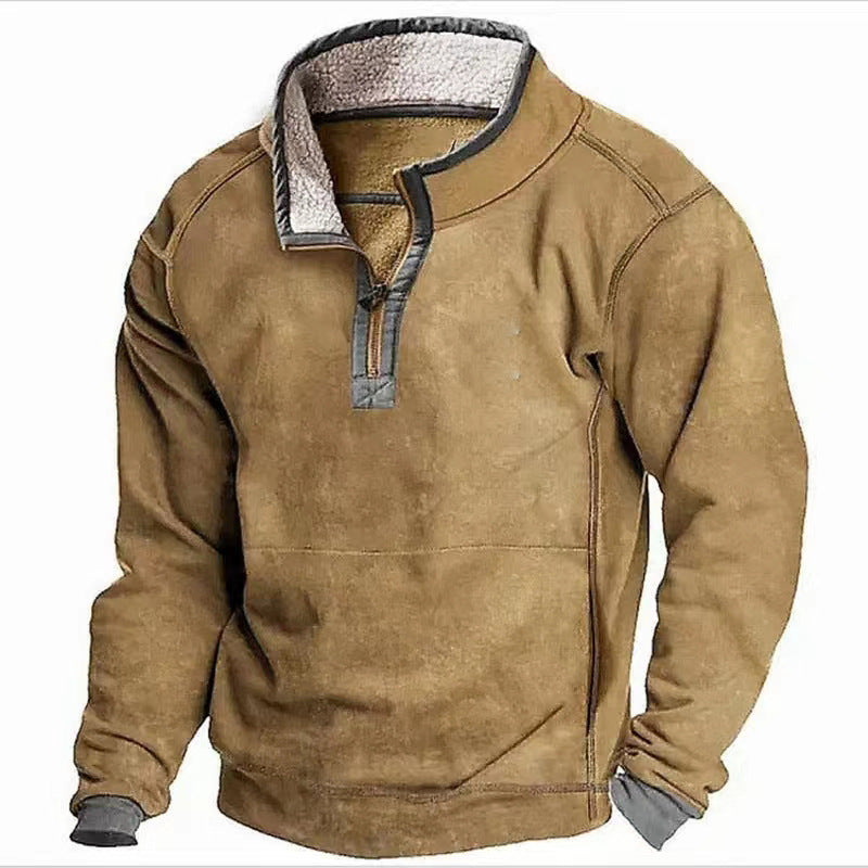 Pull en polaire pour hommes avec col montant et fermeture éclair pratique Chic und Stil