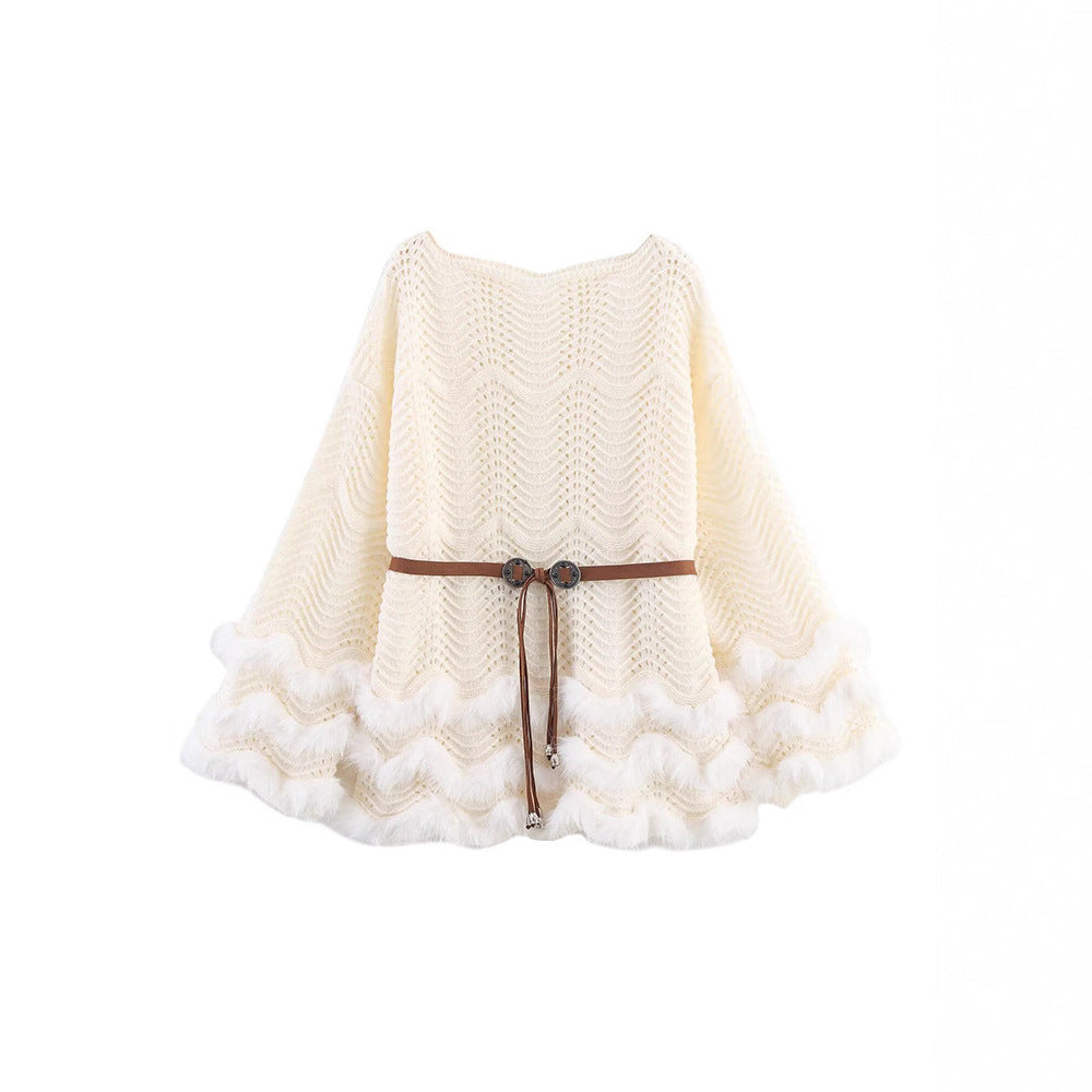 Dames élégante gilet tricoté avec coupe fluide et accents en fausse fourrure amovibles Chic und Stil