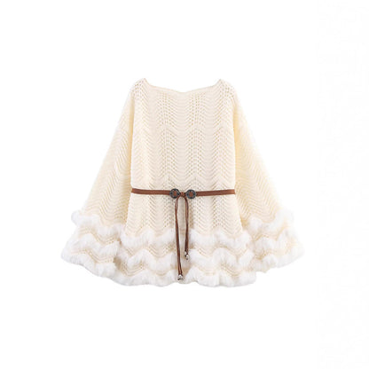 Dames élégante gilet tricoté avec coupe fluide et accents en fausse fourrure amovibles Chic und Stil