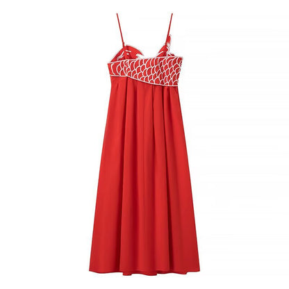 Robe maxi pour femmes avec un design en filet de pêche ludique et des bretelles spaghetti ajustables Chic und Stil