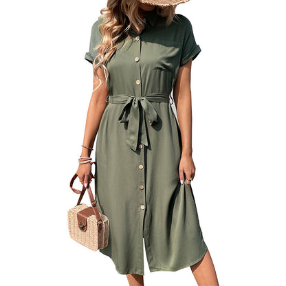 Femme bouton fermeture robe taille Chic und Stil
