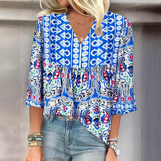 Tunique femme avec un design asymétrique original et un motif floral Chic und Stil