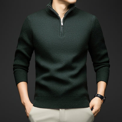 Pull-over zippé élégant pour hommes en laine douce Chic und Stil