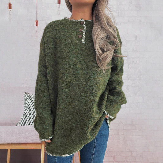 Pull en tricot oversize pour dames avec patte de boutonnage Chic und Stil