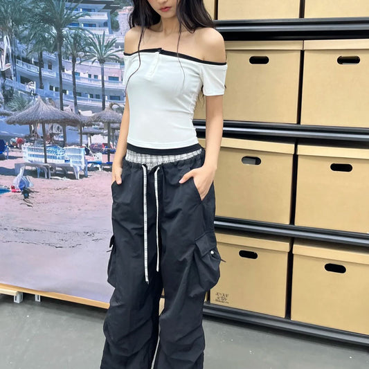 Wide-leg cargo pants for women with adjustable waistband Chic and Style