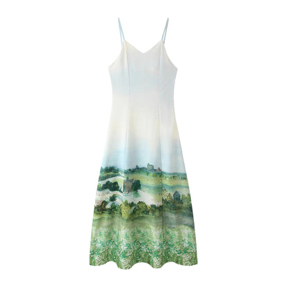 Robe maxi femme avec impression paysagère artistique Chic und Stil
