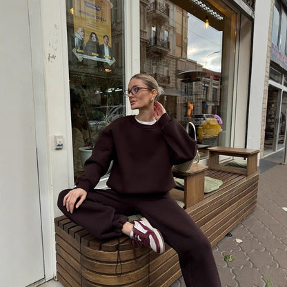 Ensemble de pull décontracté pour femmes et pantalon large Chic und Stil