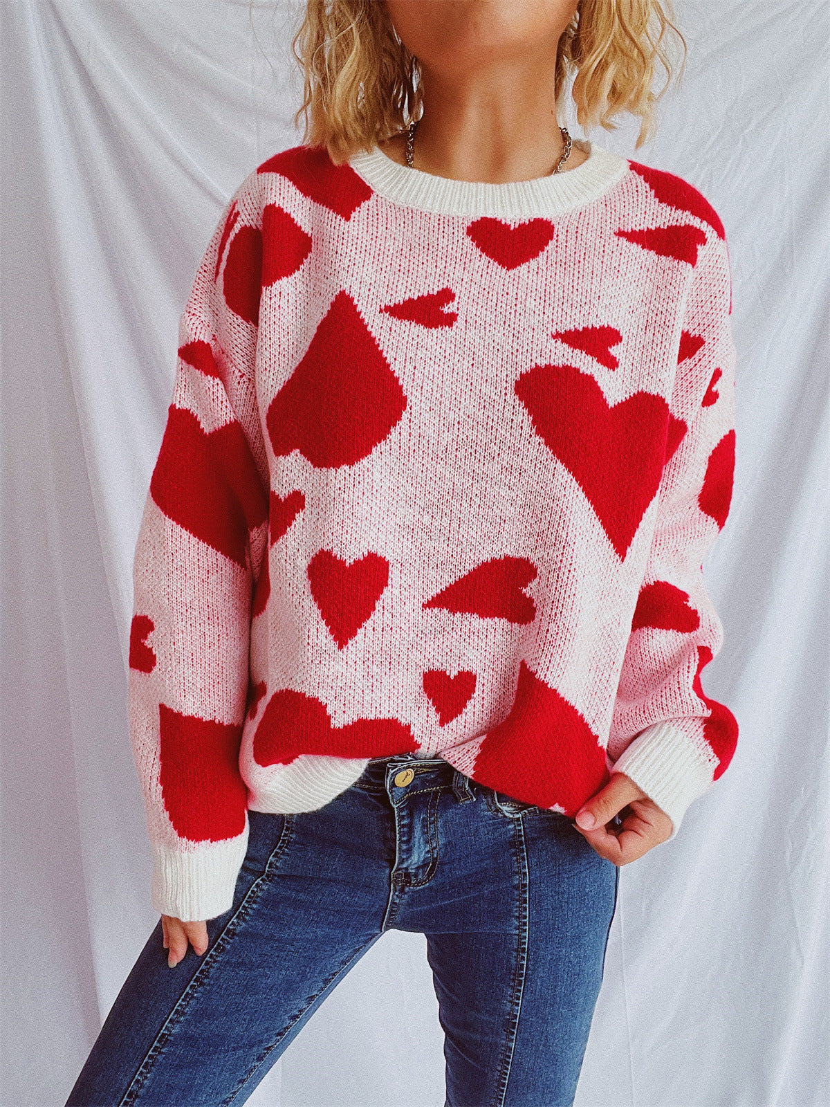 Pull oversized pour femmes avec motif en forme de cœur Chic und Stil