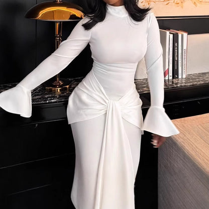 Dames Élégant Robe Maxi avec coupe moulante et détails volants Chic und Stil