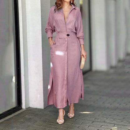 Robe chemise pour femmes avec ceinture à la taille et fentes latérales Chic und Stil