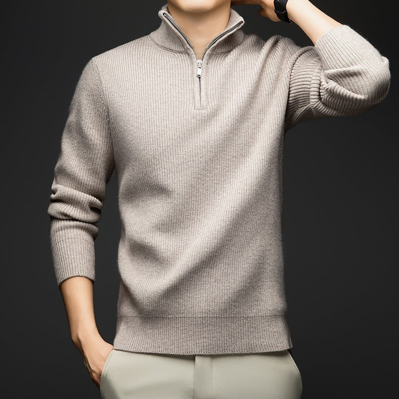 Pull-over zippé élégant pour hommes en laine douce Chic und Stil