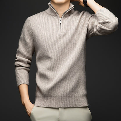 Pull-over zippé élégant pour hommes en laine douce Chic und Stil