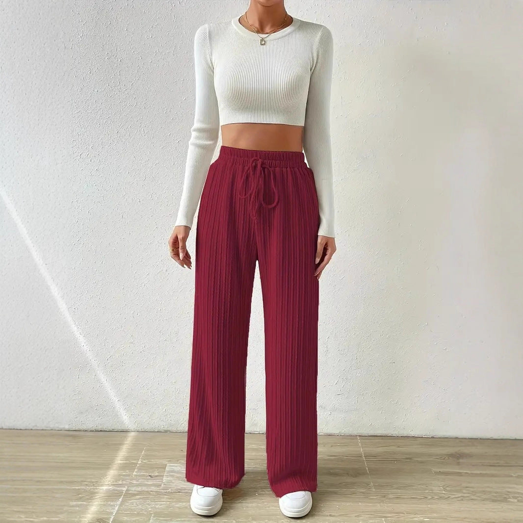 Ladies Comfortable Fabric Pants with Textured Surface Chic and Style