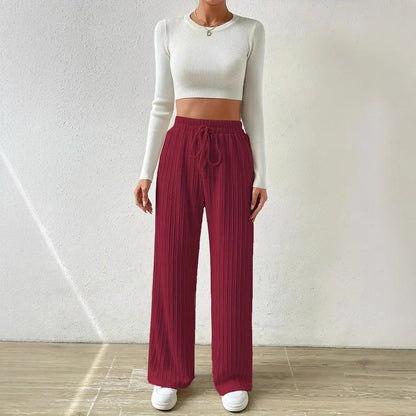 Ladies Comfortable Fabric Pants with Textured Surface Chic and Style