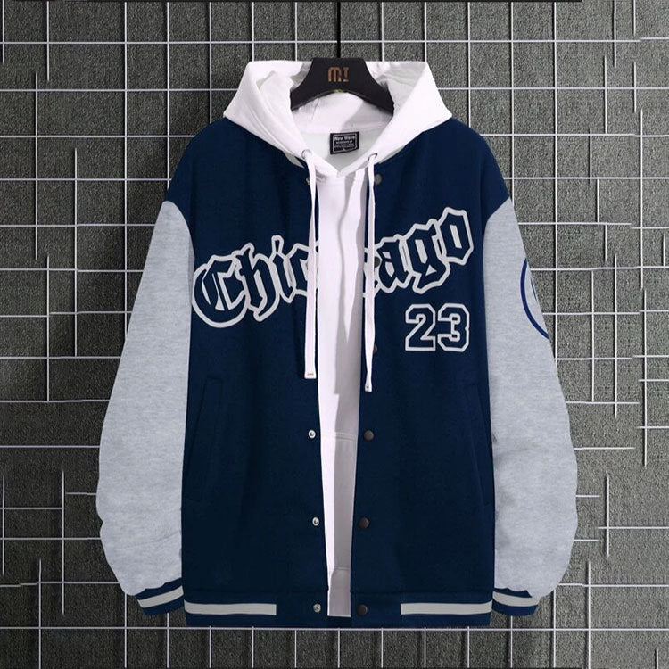 Veste à capuche sportive pour hommes avec design de baseball moderne et poches latérales pratiques Chic und Stil