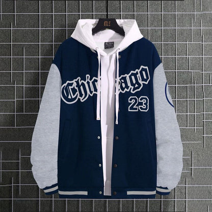 Veste à capuche sportive pour hommes avec design de baseball moderne et poches latérales pratiques Chic und Stil